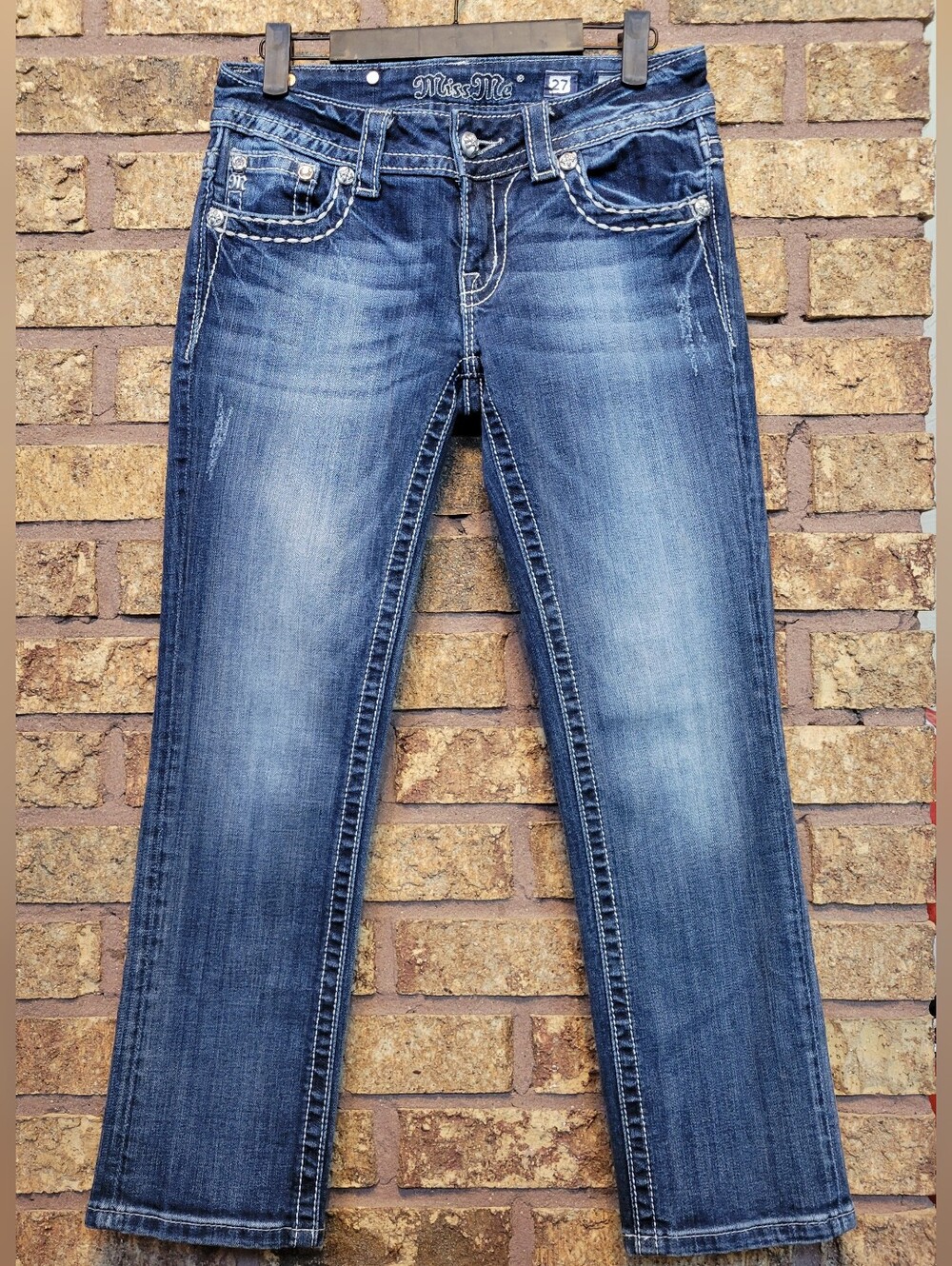Miss Me Cuffed Denim Capri Size 27 Cotton Stretch Flap Pockets
